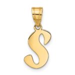 14k Polished Script Letter S Initial Pendant