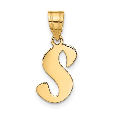 14k Polished Script Letter S Initial Pendant