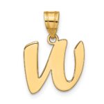 14k Polished Script Letter W Initial Pendant