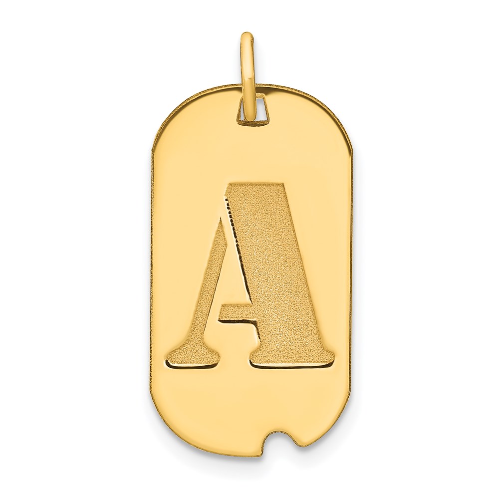 YC1439A.jpg 14k Polished Letter A Initial Dog Tag Pendant - Image 1