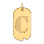 14k Polished Letter C Initial Dog Tag Pendant