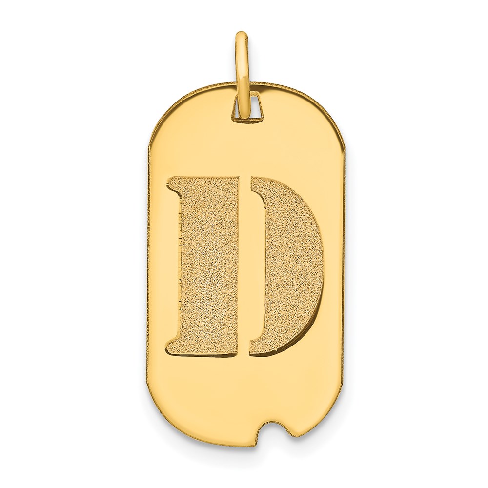 YC1439D.jpg 14k Polished Letter D Initial Dog Tag Pendant - Image 1