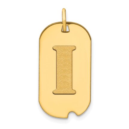 14k Polished Letter I Initial Dog Tag Pendant