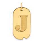 14k Polished Letter J Initial Dog Tag Pendant