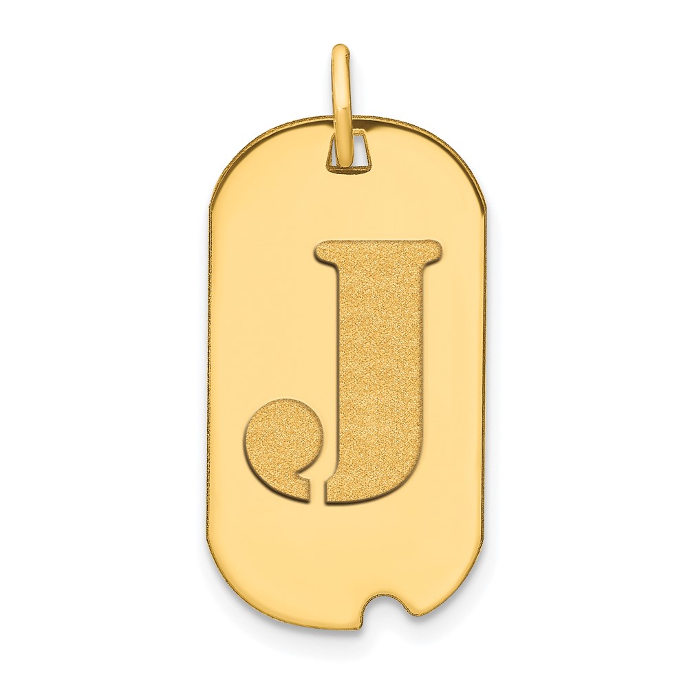 YC1439J.jpg 14k Polished Letter J Initial Dog Tag Pendant - Image 1