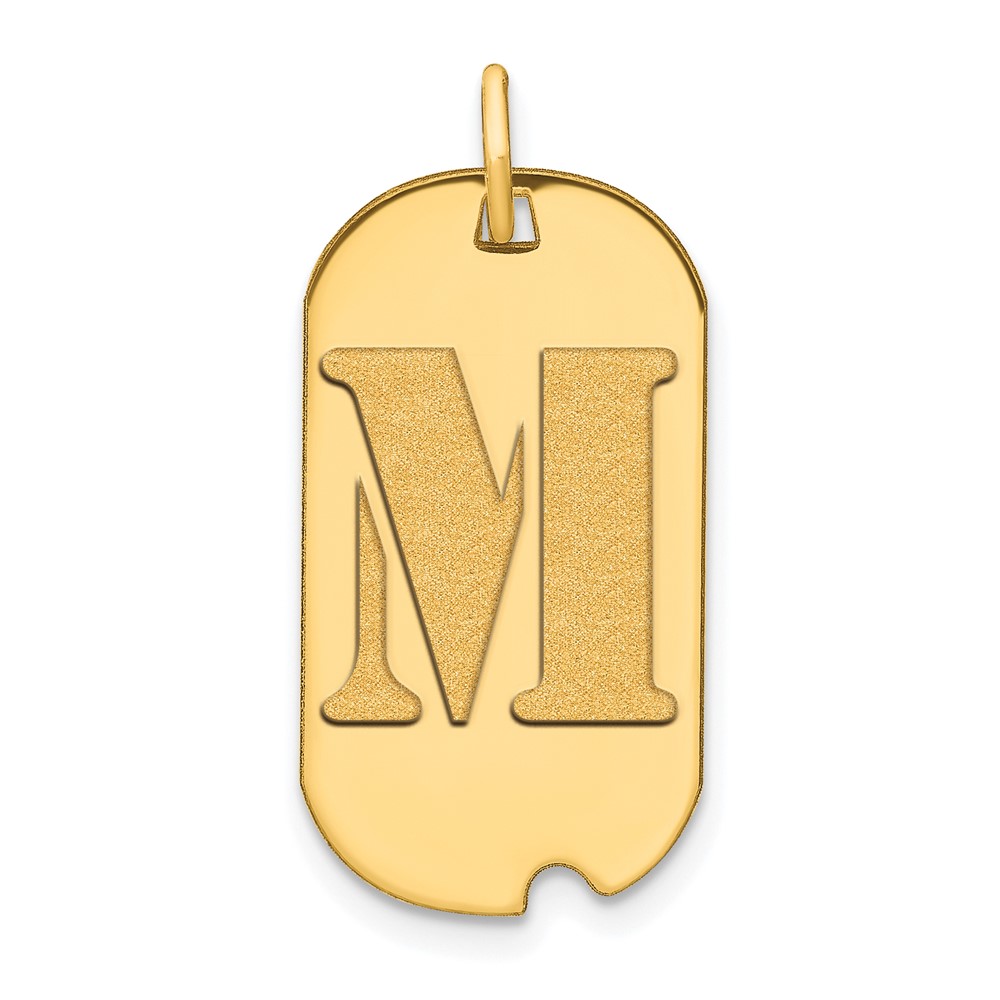 YC1439M.jpg 14k Polished Letter M Initial Dog Tag Pendant - Image 1