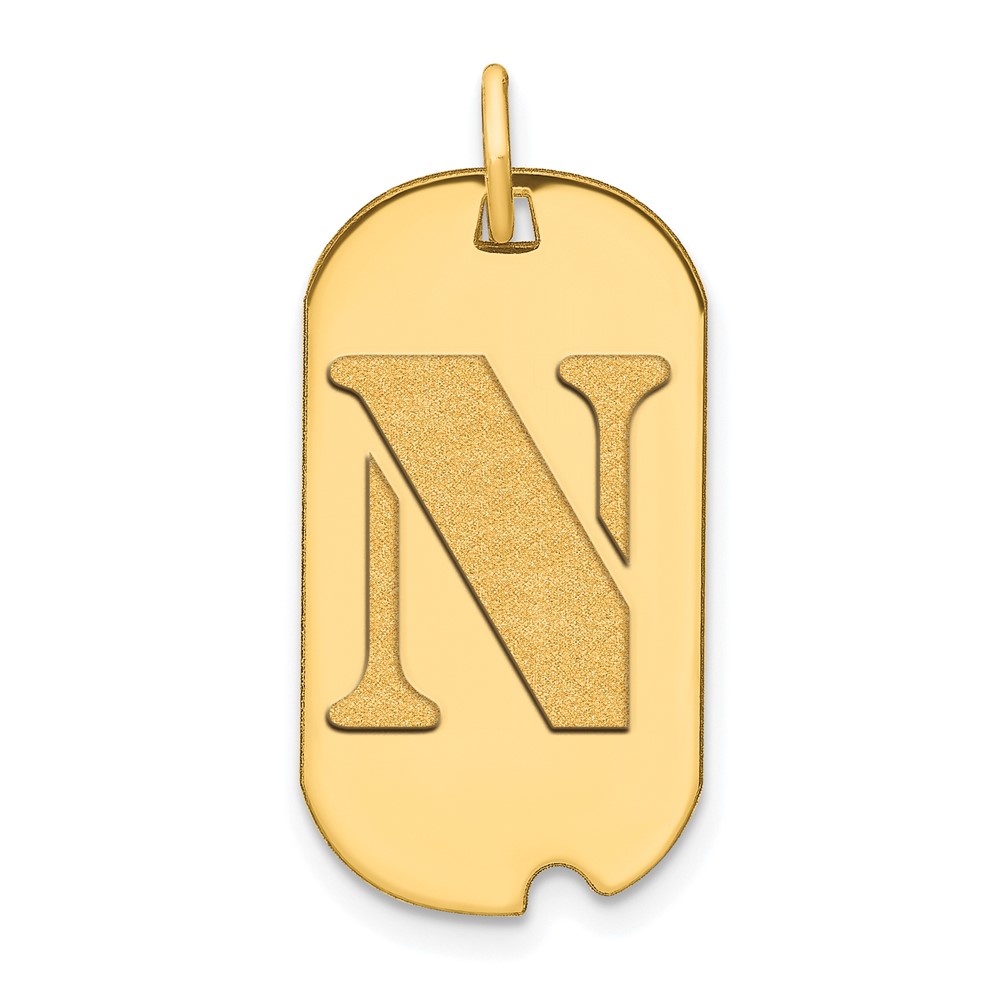 YC1439N.jpg 14k Polished Letter N Initial Dog Tag Pendant - Image 1