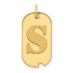 14k Polished Letter S Initial Dog Tag Pendant