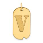 14k Polished Letter V Initial Dog Tag Pendant