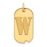 14k Polished Letter W Initial Dog Tag Pendant