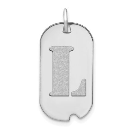 14kw Polished Letter L Initial Dog Tag Pendant