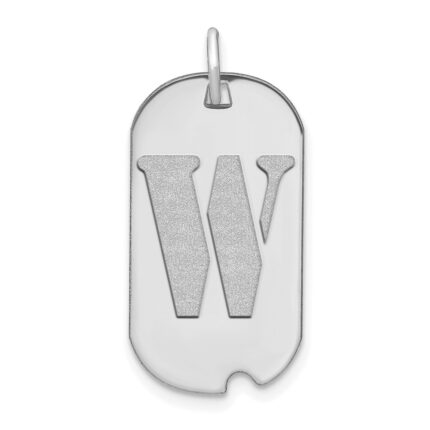 14kw Polished Letter W Initial Dog Tag Pendant