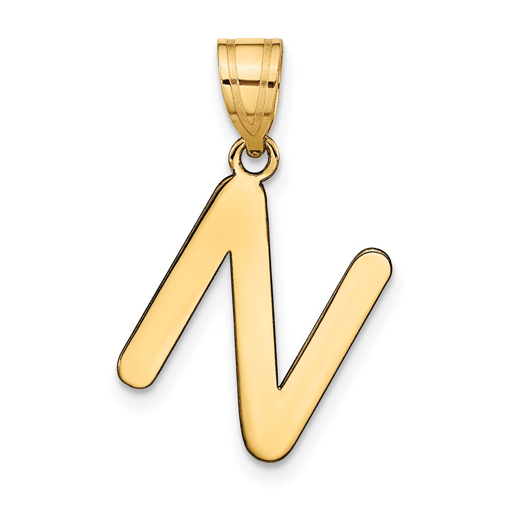 YC1441N.jpg 14k Polished Bubble Letter N Initial Pendant - Image 1