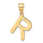 14k Polished Bubble Letter R Initial Pendant