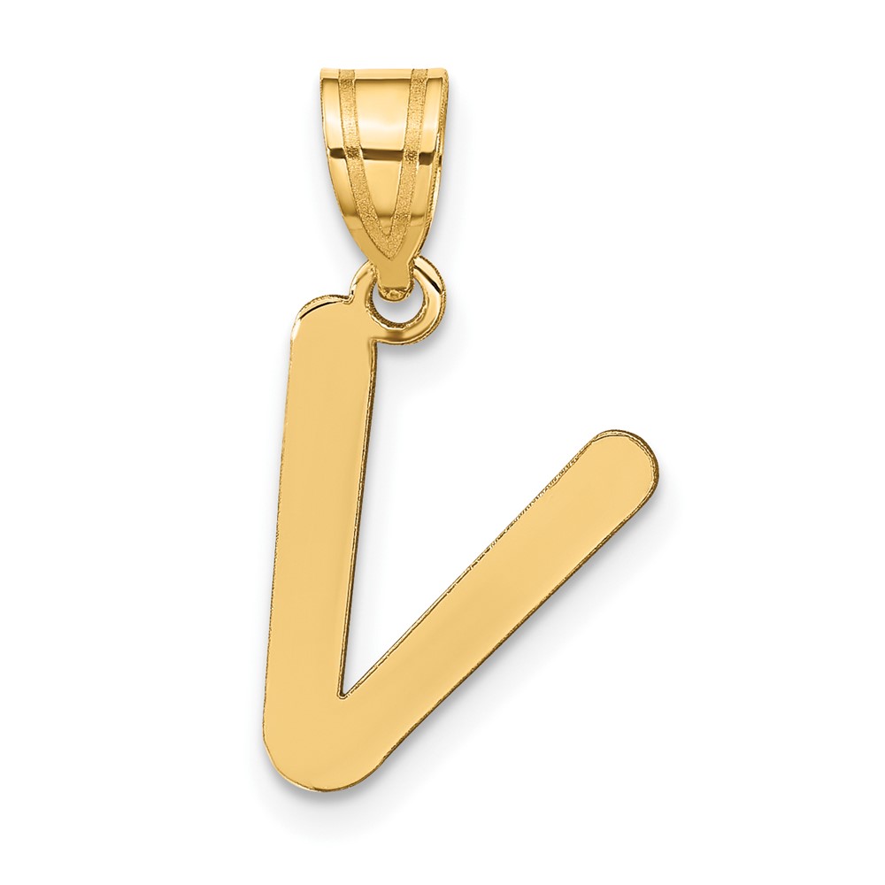 YC1441V.jpg 14k Polished Bubble Letter V Initial Pendant - Image 1