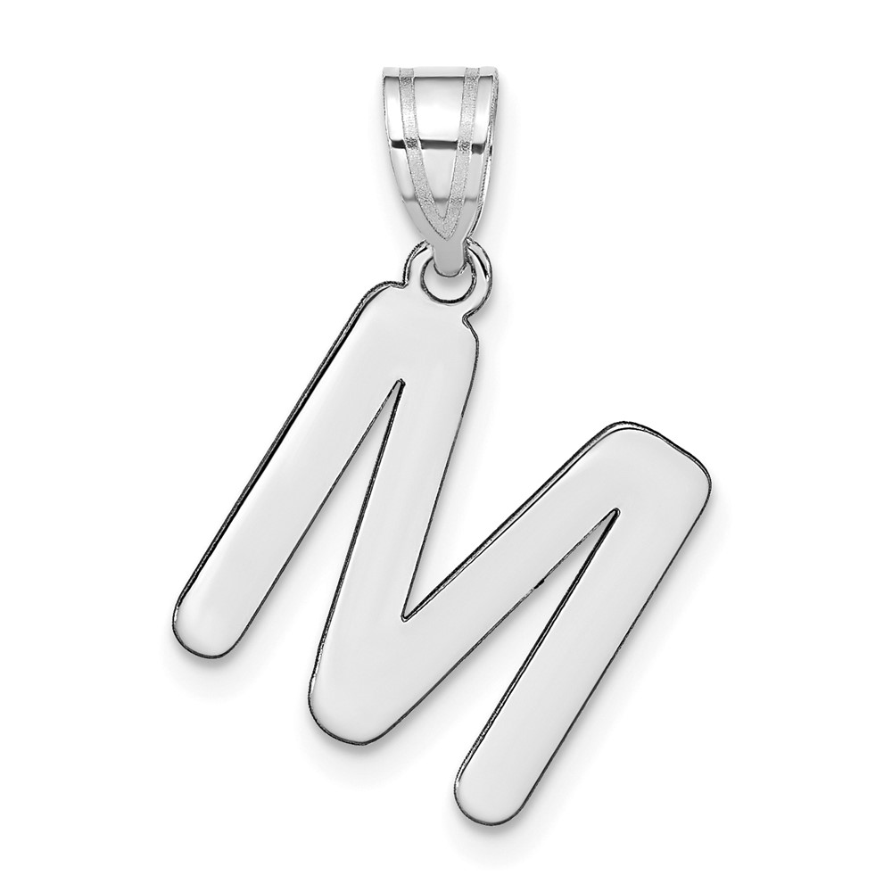 YC1441WM.jpg 14kw Polished Bubble Letter M Initial Pendant - Image 1