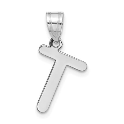 14kw Polished Bubble Letter T Initial Pendant