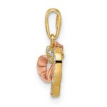 14k Two-tone CZ Two Hearts Pendant - Image 2