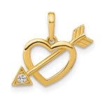 14K Polished Cut-out Heart with Arrow CZ Pendant