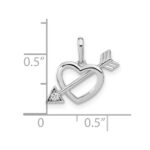 14K White Gold Cut-out Heart with Arrow CZ Pendant - Image 3