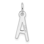 14k White Gold  Slanted Block Letter A Initial Charm - Image 3