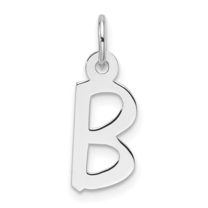 14k White Gold  Slanted Block Letter B Initial Charm