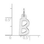 14k White Gold  Slanted Block Letter B Initial Charm - Image 4