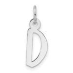 14k White Gold  Slanted Block Letter D Initial Charm