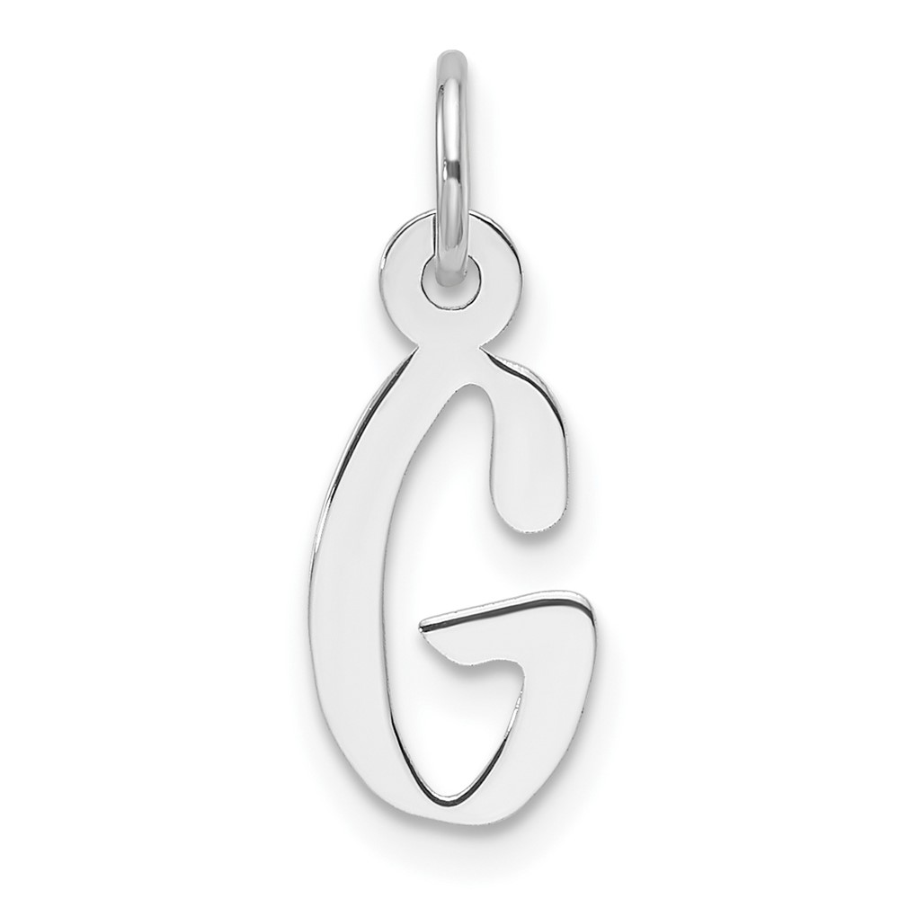 YC1526G.jpg 14K White Gold Slanted Block Letter G Initial Charm - Image 1