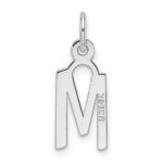 14K White Gold  Slanted Block Letter M Initial Charm - Image 3