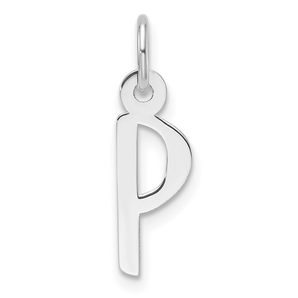 YC1526P.jpg 14K White Gold Slanted Block Letter P Initial Charm - Image 1