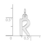 14K White Gold  Slanted Block Letter R Initial Charm - Image 4