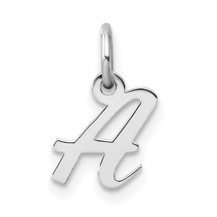 14k White Gold Small Script Letter A Initial Charm