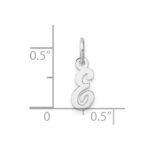 14k White Gold Small Script Letter E Initial Charm - Image 4