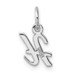 14k White Gold Small Script Letter H Initial Charm - Image 3