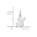 14k White Gold Small Script Letter H Initial Charm - Image 4