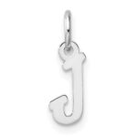 14k White Gold Small Script Letter J Initial Charm