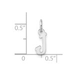 14k White Gold Small Script Letter J Initial Charm - Image 4