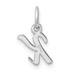 14k White Gold Small Script Letter K Initial Charm - Image 3