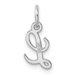 14k White Gold Small Script Letter L Initial Charm - Image 3
