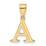 14k Polished Etched Letter A Initial Pendant