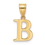 14k Polished Etched Letter B Initial Pendant