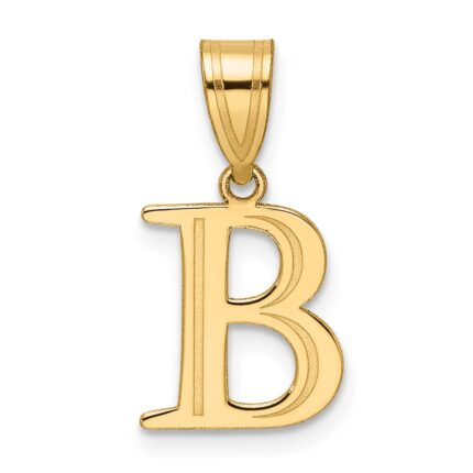 14k Polished Etched Letter B Initial Pendant
