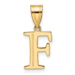 14k Polished Etched Letter F Initial Pendant