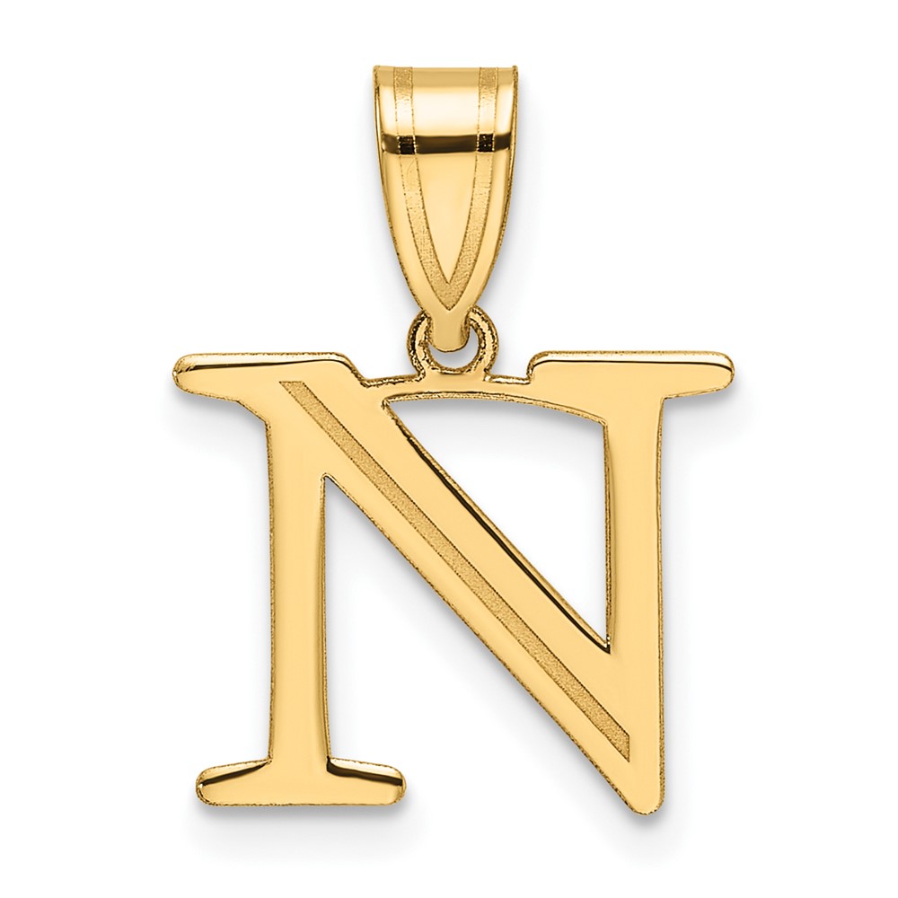YC1539N.jpg 14k Polished Etched Letter N Initial Pendant - Image 1