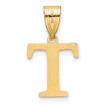 14k Polished Etched Letter T Initial Pendant - Image 3