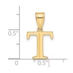 14k Polished Etched Letter T Initial Pendant - Image 4