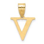 14k Polished Etched Letter V Initial Pendant - Image 3