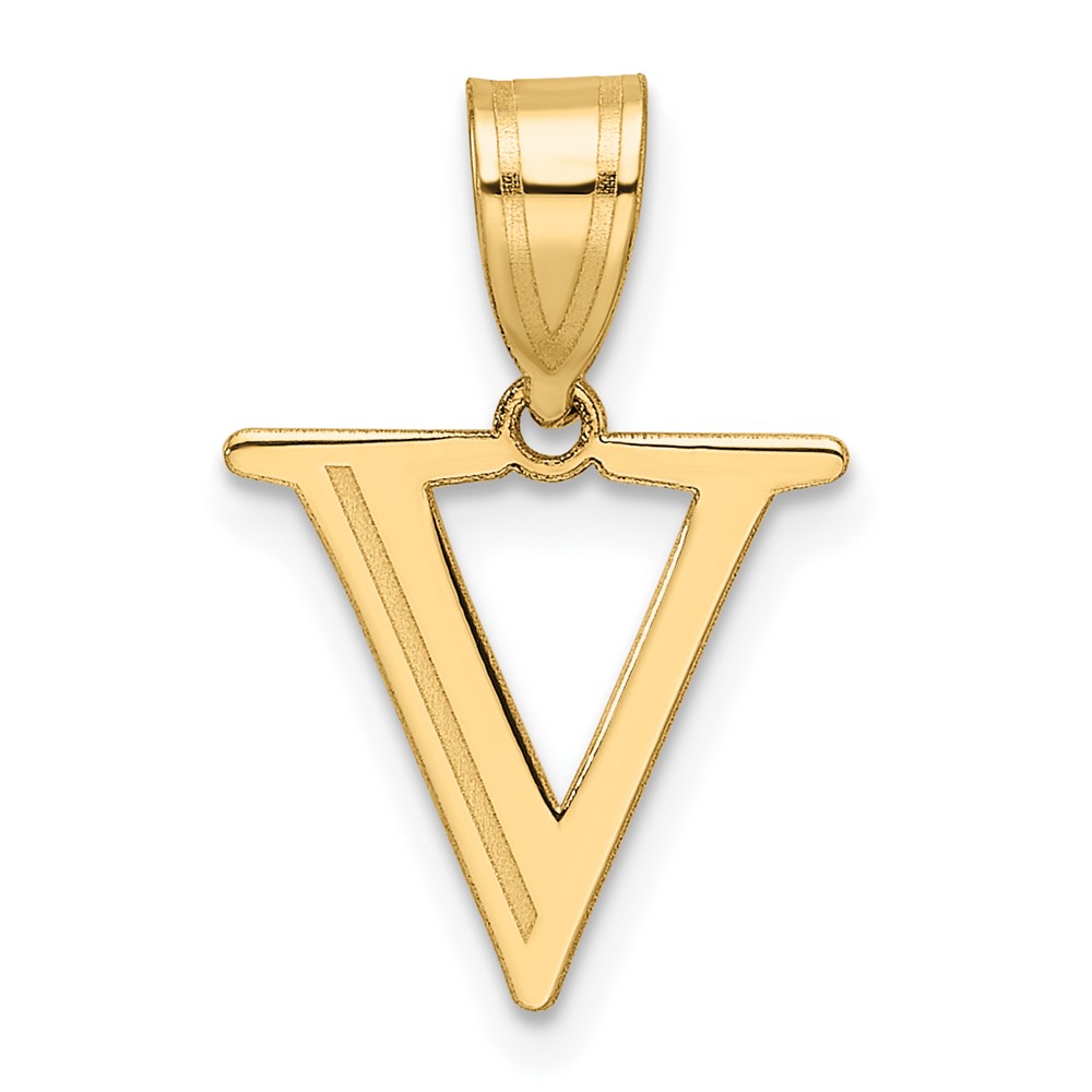 YC1539V.jpg 14k Polished Etched Letter V Initial Pendant - Image 1