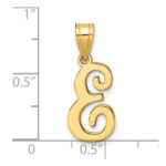 14K Script Letter E Initial Pendant - Image 4